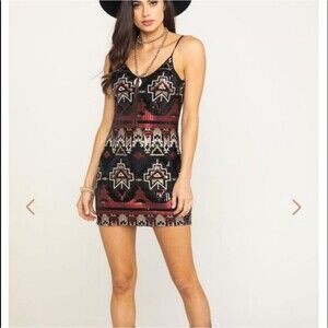 Shyanne Aztec Sequin Slip Dress Size XS